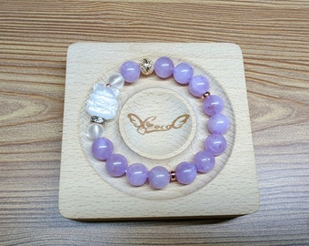 Genuine natural semi pressure Gems crystal bracelets with beautiful hand carved Selenite  nine tails lucky fox charm...