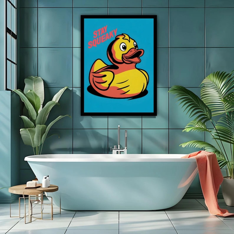 Rubber Duckie Poster, Bathroom Poster, Rubber Duckie Bathroom Poster, Wall Art, Décor, Home Décor, Wall Art, Rubber Duckie Wall Art, Décor