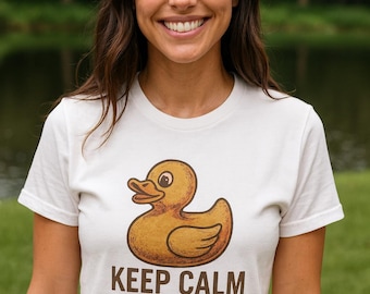 Keep Calm Rubber Duck Graphic Tee, Quirky Adult Humor Shirt