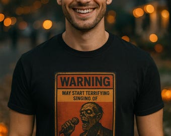Funny Zombie Karaoke Halloween T-Shirt: Vintage Graphic Tee For Halloween Parties or Trick or Treating