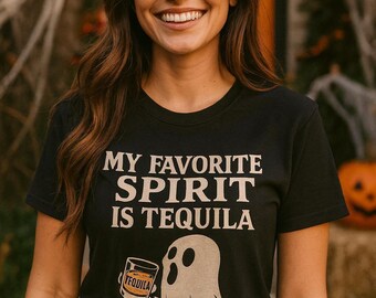 Funny Tequila Spirit Halloween T-Shirt: Spooky Season Graphic Tee for Halloween Parties and Trick or Treating. Sizes S - 5XL