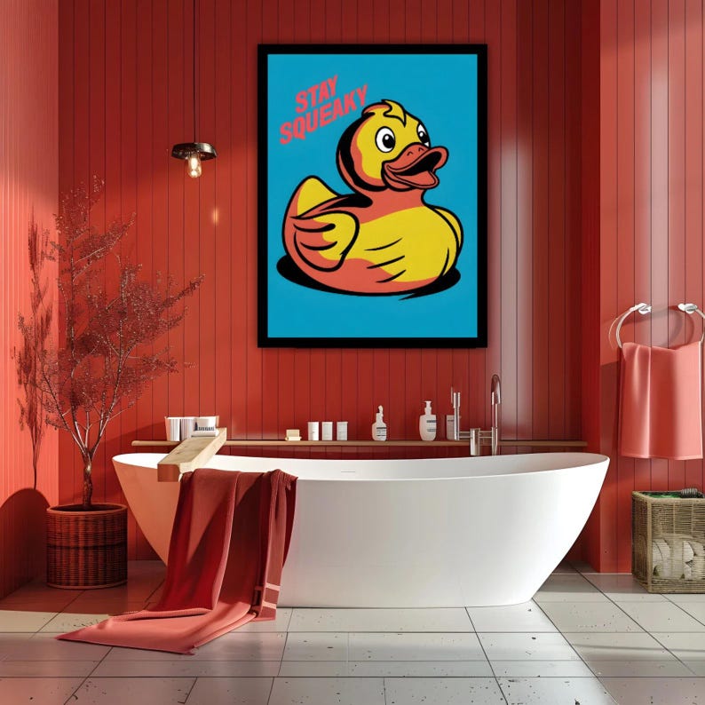Rubber Duckie Poster, Bathroom Poster, Rubber Duckie Bathroom Poster, Wall Art, Décor, Home Décor, Wall Art, Rubber Duckie Wall Art, Décor