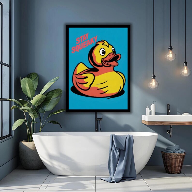 Rubber Duckie Poster, Bathroom Poster, Rubber Duckie Bathroom Poster, Wall Art, Décor, Home Décor, Wall Art, Rubber Duckie Wall Art, Décor