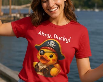 Funny Pirate Rubber Duck Shirt, Novelty Eyepatch Skull Tee