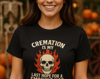 Funny Halloween Skeleton T-Shirt: Cremation Humor Graphic Tee for Parties or Trick or Treating. Size S - 5XL