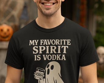 Funny Vodka Ghost T-Shirt: Halloween Adult Drinking Humor Tee for Parties and Trick or Treating. Size S - 5XL