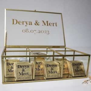 Glass chocolate box wedding engagement guest gifts box söz nisan personalized chocolate box with name