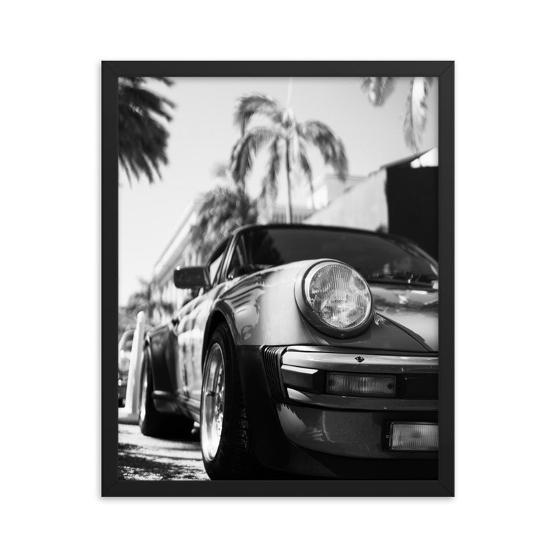 Porsche 911 930 Turbo Print, Classic Vintage Car Poster, Black and