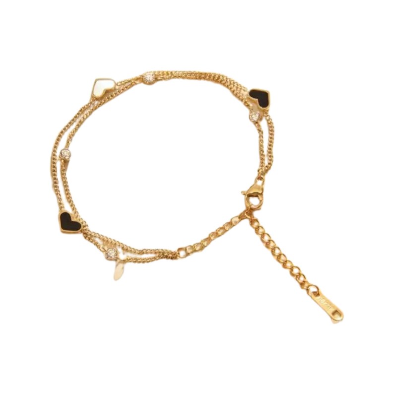 18k Gold Filled Heart Charm Chain Bracelet Waterproof Waterresistant Jewelry Enamel Charm