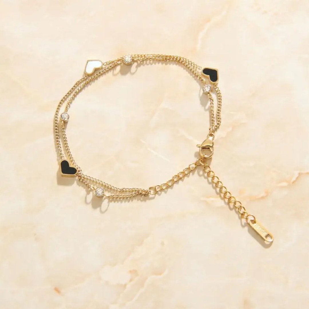 18k Gold Filled Heart Charm Chain Bracelet Waterproof Waterresistant