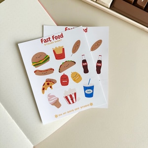 Fast Food Sticker Sheet | Kawaii Stationery Stickers | For Bullet Journal Scrapbook Planner