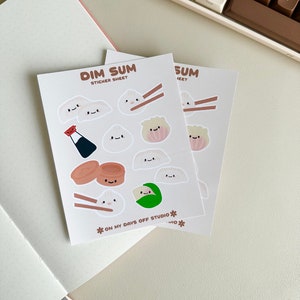 Dim Sum Sticker Sheet | Kawaii Food Sticker Sheet | Kawaii Stationery Stickers | For Bullet Journal Scrapbook Planner