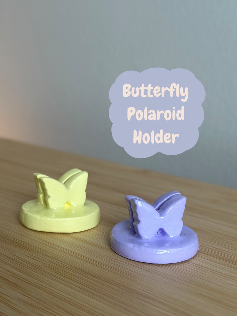 Mini Clay Polaroid Holders Desk Note Holder Butterfly & Moon Picture Holder Desk Decor image 3