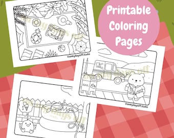 Summer Fun Digital Coloring Pages (PDF - 3 Illustrations)