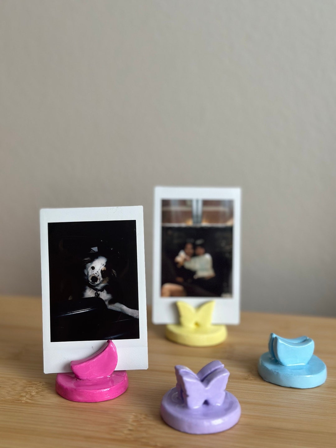 Mini Clay Polaroid Holders Desk Note Holder Butterfly & Moon Picture