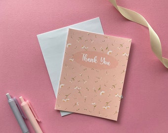 Pink Florals Card | Thank You Card