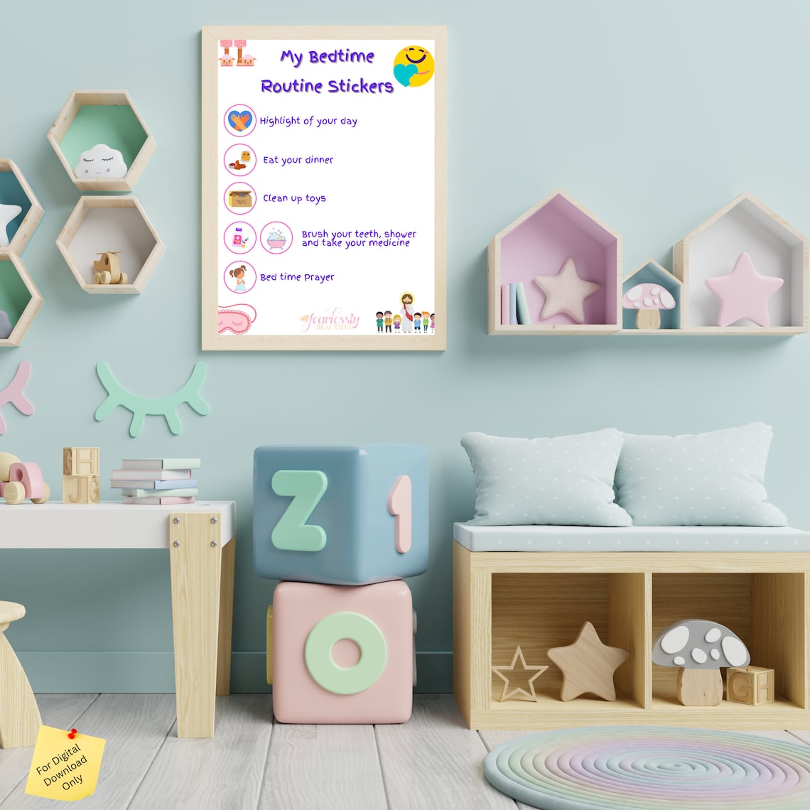 Printable Daily Kids Routine Checklist | Printable Daily Stickers ...