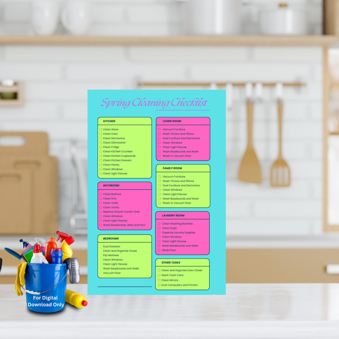 Printable Spring Cleaning Checklist Digital Spring Cleaning List