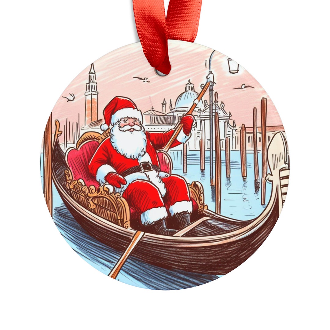 Santa in Venice Italy Christmas Ornament 2023 2 Sided Etsy