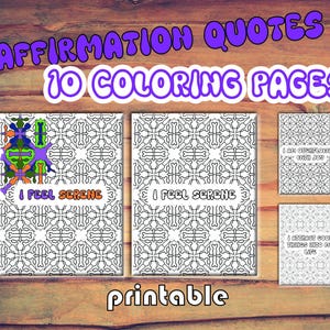 Páginas para colorear con patrones de afirmación / Arte minimalista y caprichoso para el amor propio y el alivio del estrés / Descarga instantánea - 5TCA1