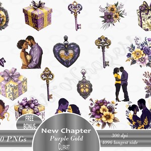 Black American engagement clipart-elementen, Art Journal, uitnodiging, crafter, afdrukbaar, PNG, centraal element New Chapter-5SGFE