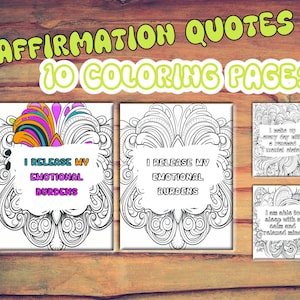 Dibujos para colorear de niñas con afirmaciones positivas, arte inspirador imprimible, hojas para colorear de amor propio, frases inspiradoras para niñas 5TTCA