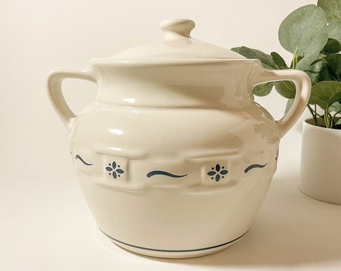 Longaberger Pottery woven Traditions Canister With Handles. Etsy