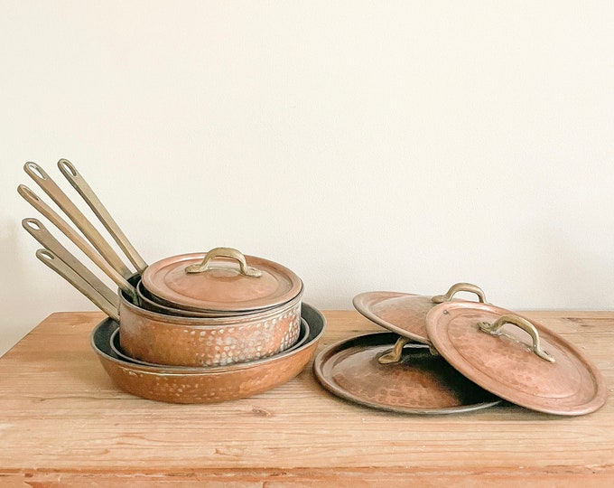 Hammered Copper Pots and Pans With Solid Brass Handles. Etsy