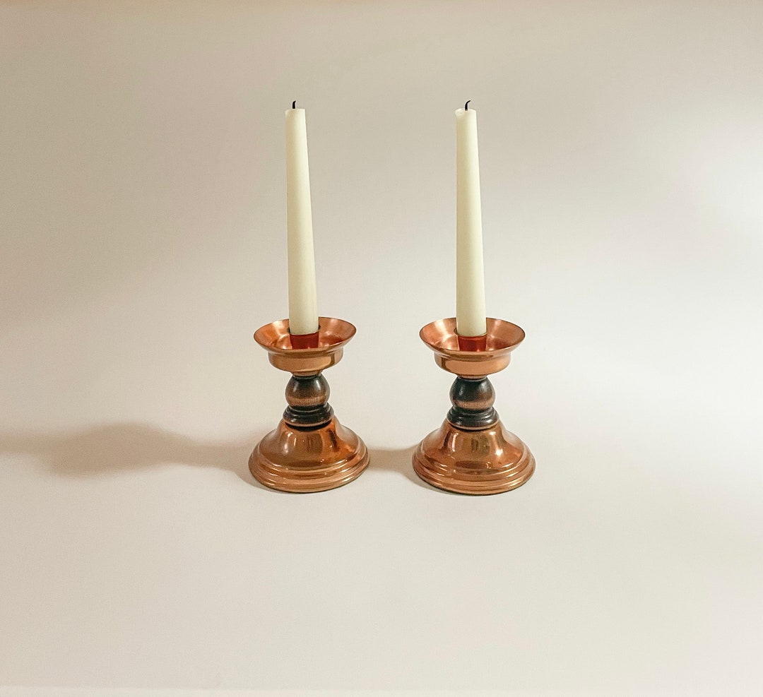 MCM Copper and Wood Candlesticks by Coppercraft Guild. - Etsy