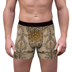 Gold Medieval Abstract Men's Boxer BriefsUnderwear, Father's Day Gift, Husband Gift, Boyfriend Gift, Birthday Gift, Bachelor Party zdjęcie 3