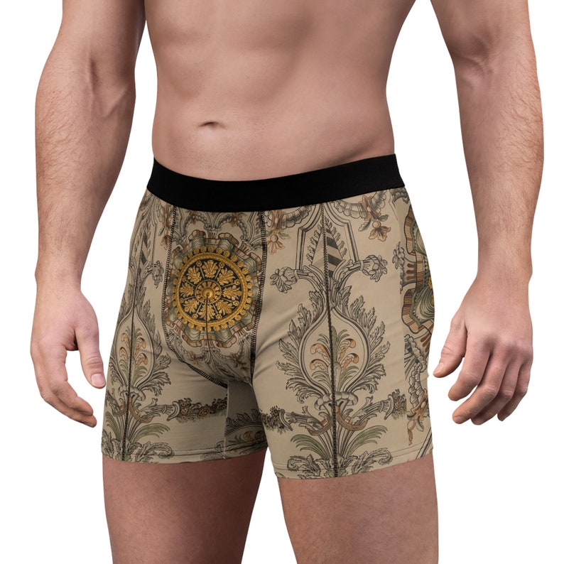Gold Medieval Abstract Men's Boxer BriefsUnderwear, Father's Day Gift, Husband Gift, Boyfriend Gift, Birthday Gift, Bachelor Party zdjęcie 5