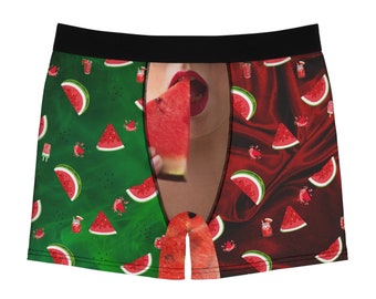 Watermelon Taste - Men's Boxer Briefs|Underwear, Father's Day Gift, Husband Gift, Boyfriend Gift, Birthday Gift, Bachelor Party, Red, Green