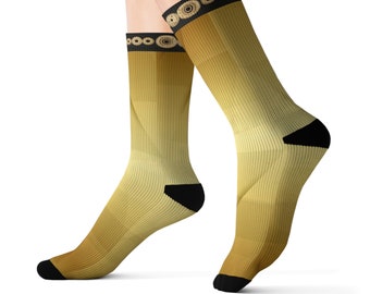 Black and Gold Gears Premium Quality Sublimation Socks, Cool Sublimation Socks for Men and Women, Comfortable and Durable Sublimation Socks