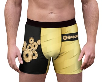 Black and Gold Gears - Men's Boxer Briefs|Underwear, Father's Day Gift, Husband Gift, Boyfriend Gift, Birthday Gift, Bachelor Party