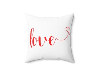 Love Spun Polyester Square Pillow, Colorful Spun Polyester Pillow, Unique Square Pillow, Double-Sided Print Pillow, Valentine's Day