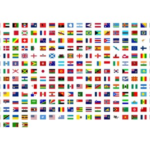 250 World Country Flag Icons SVG, Global UI Kit (svg, png, pdf, eps)