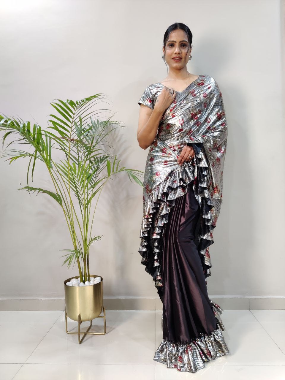 Designer Lycra Saree With Blouse Pcs Lycra Blend Saree Free