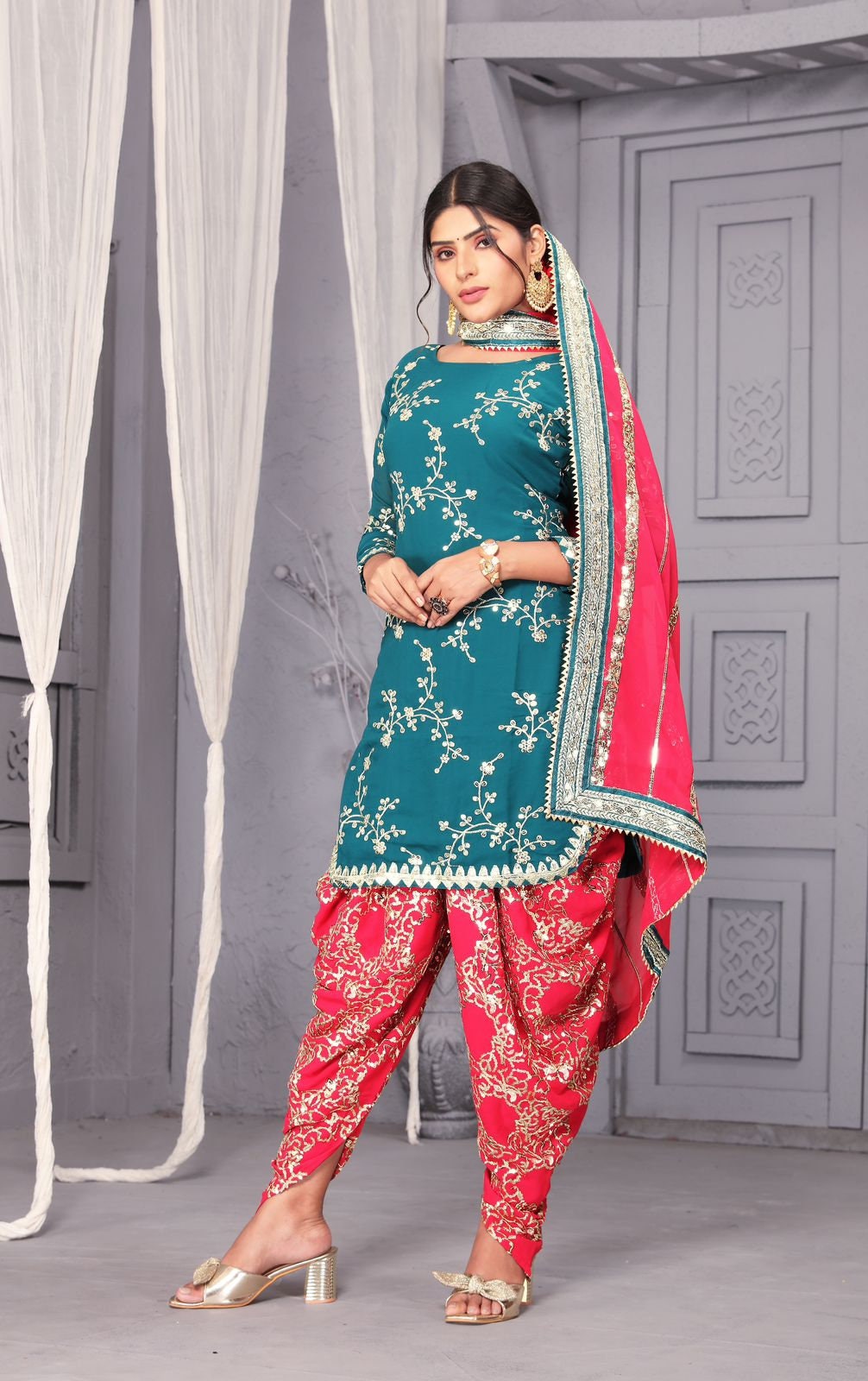 Buy Punjabi Patiala Net Dupatta Dress Indian Pakistani Wedding Wear Shalwar Patiala  Suit With Embroidery Handmade Mirror Worked Made by Our Team Online in  India - Etsy