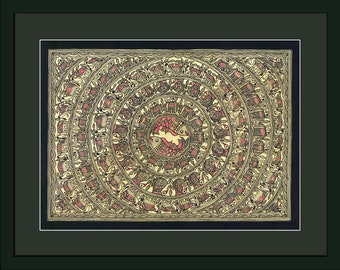 Original Circle of Life Madhubani Painting, Indian National Award winning artist