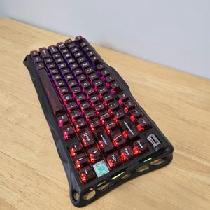 Custom 75% Gravastar Mechanical Keyboard – red crystal keycaps, Lubed stabilizers and Switches