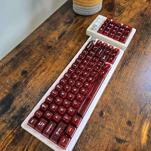 GMK67 65% keyboard - custom mods - crystal red keycaps - volume knob - ultra creamy