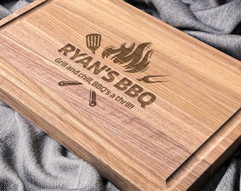 Personalized BBQ Cutting Board - Ideal Gift for Men, Dad, Husband, Boyfriend - BBQ and Grill wood cutting board - Unique engraved gift | BQ3