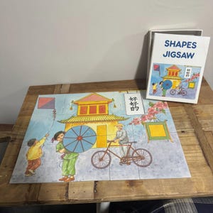 Unique Vintage 1990s Puzzle Shapes Jigsaw Chinese Illustration World Book Inc.
