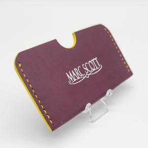 Monedero para tarjetas, ranura única, tarjetero múltiple, color granate y amarillo