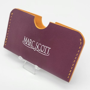 Monedero para tarjetas, ranura única, portatarjetas múltiples, color granate y naranja sol