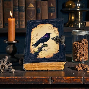 Diario Grimorio de Cuero de Cuervo: Libro de Hechizos de Brujas Góticas