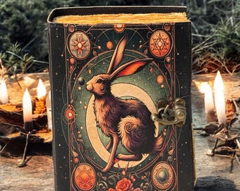 Leather Journal: Easter Rabbit Grimoire, Vintage Book of Shadows