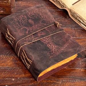 Leather Journal: Mother Earth Goddess Embossed Grimoire, Blank Spell Book