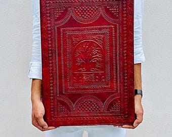 Extra Large Leather Journal: Tree of Life Embossed - 400 Handmade Pages
