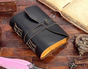 Diario in pelle fatto a mano: Libro delle ombre in carta con bordo frastagliato vintage